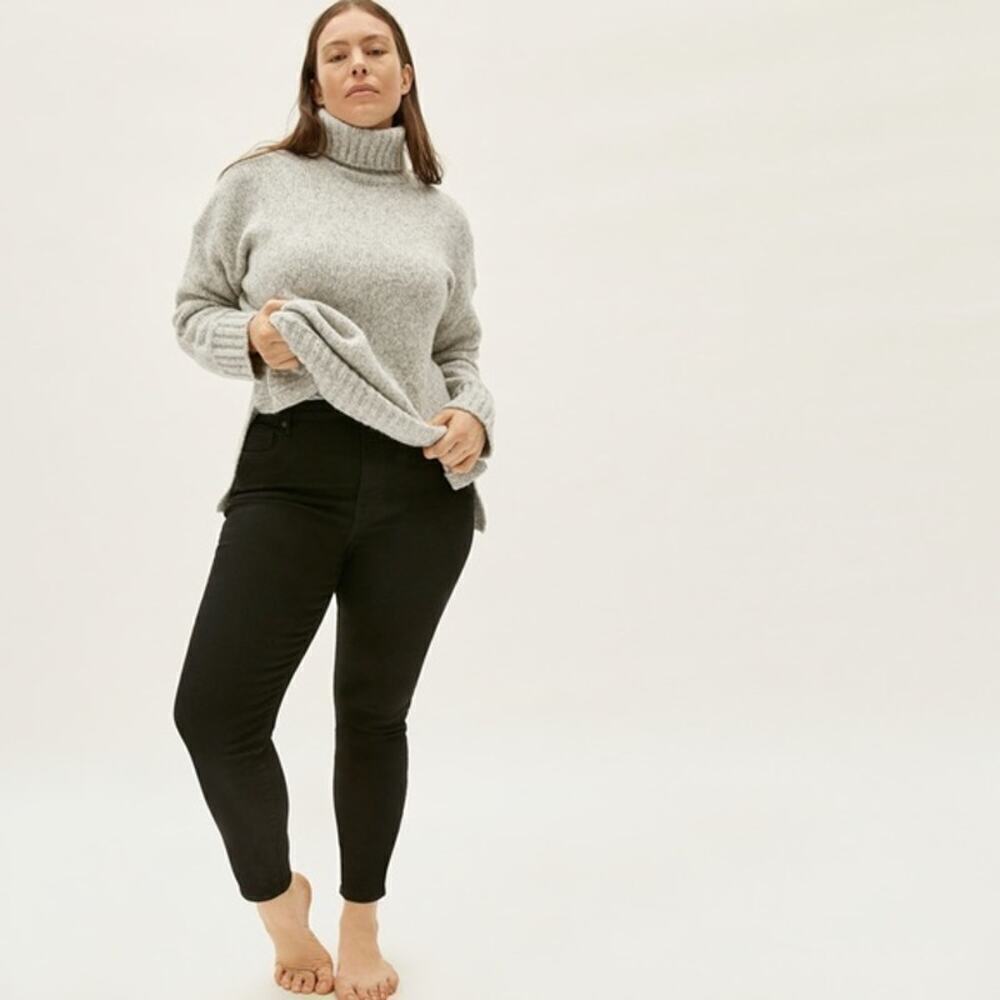 Everlane The Curvy High Rise Crop Skinny Jeans Black Dark Denim Stretch Size 27